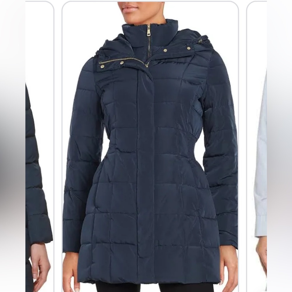 cole haan cinched waist long jacket. size small.